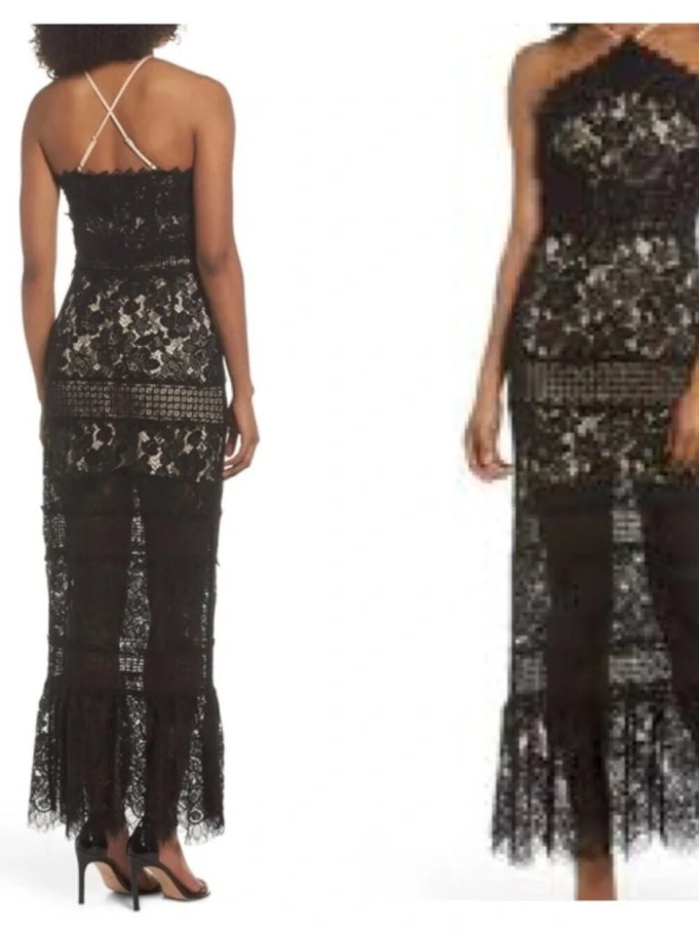 NWT Foxiedox TABITHA Black Lace Maxi Dress S